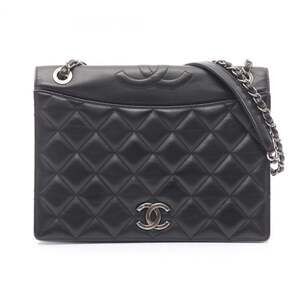 CHANEL Matelasse Large Coco Mark Shoulder Bag, Lambskin Leather, Women's, Black